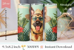 Tropical Tumbler Wrap, German Shepherd Dog Tumbler Template Product Image 1