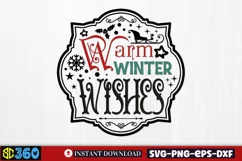 Warm winter wishes SVG, Farmhouse Christmas Sign Product Image 2