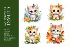 Watercolor cat clipart sublimation png Product Image 1