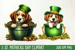 St Patricks Day Dog with Gold Coin Clipart, St Patricks Day Product Image 1