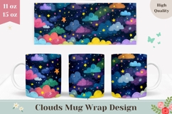 Watercolor Sky Mug Wrap Design, Clouds Mug Template Product Image 1
