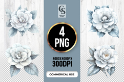 White Flower Icy Floral Watercolor Clipart Sublimation PNG Product Image 1