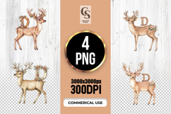 Floral Deer Monogram Letter D Clipart Sublimation PNG Product Image 1