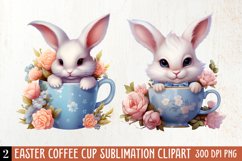 Easter Coffee Cup Sublimation Clipart, Watercolor Clipart Product Image 1