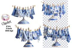 Blue Toile, Ephemera, PNG, Clipart, Junk Journal, flowers Product Image 1