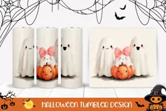 Watercolor Halloween Ghost Tumbler, Funny Halloween PNG Product Image 1
