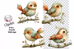 Bird, Boho, Ephemera, PNG, watercolor, Clipart Product Image 1