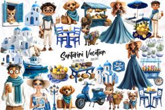 Summer Santorini Vacation Clipart - Set of 35 Png Bundle Product Image 1