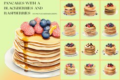 Pancakes with a Blackberries and Raspberries Clipart Product Image 1