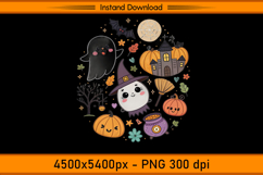 Cute Ghost Witch and Pumpkin Halloween PNG Design Product Image 1