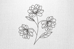 Triple Bloom Line Art Floral Embroidery Design Product Image 1