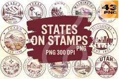 States on Stamps PNG Bundle 43 Product Image 1