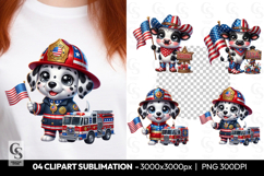 Patriotic Firefighter Dalmatian Clipart PNG Product Image 1