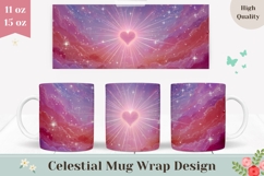 Pink Clouds Mug Wrap, Love Heart Mug Design, Glitter Mug Product Image 1