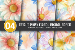 Bright Daisy Floral Digital Paper Product Image 1
