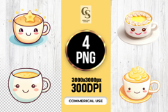 Kawaii Yellow Coffee Mug Cup Clipart Sublimation PNG Product Image 1