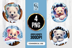 Cute Baby Polar Bear Winter Snow Clipart Sublimation Png Product Image 1