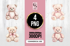 Pastel Teddy Bear Clipart Sublimation PNG Product Image 1