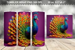 3D Rainbow Peacock 20 oz Skinny Tumbler Sublimation Product Image 2