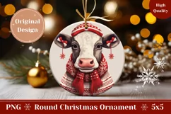 Christmas Ornament PNG, Winter Cow Ornament Design, Cow PNG Product Image 1