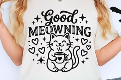 Good Meowning Svg, Funny Cat Pun Svg, Cat Lover Svg. Product Image 2