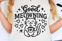 Good Meowning Svg, Funny Cat Pun Svg, Cat Lover Svg. Product Image 2