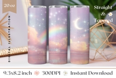 Pink Glitter Tumbler Wrap Design, Rainbow Tumbler Template Product Image 1