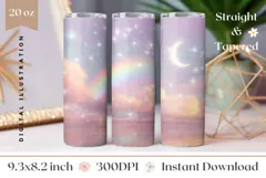 Pink Glitter Tumbler Wrap Design, Rainbow Tumbler Template Product Image 1