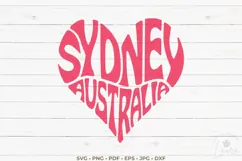 Sydney Australia Word Art in the shape of a heart SVG Cut Product Image 1