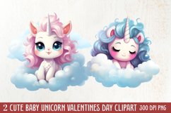 Cute Baby Unicorn Clipart, Valentines Day Couplet Product Image 1