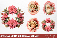 Vintage Pink Christmas Clipart Product Image 1