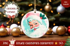 Vintage Santa Claus Ornament, Christmas Round Ornament PNG Product Image 1