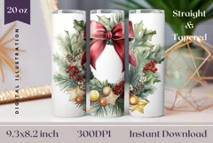 Christmas Tumbler Wrap, Watercolor Christmas Wreath Design Product Image 1