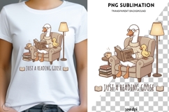 Just A Reading Goose PNG | Cozy Book Lover Goose Clipart Product Image 1