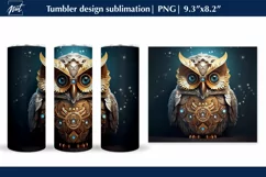 Gold Owl tumbler sublimation, seamless tumbler wrap design Product Image 1