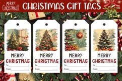 Vintage Christmas Tree Gift Tag, Winter Gift Tag Designs Product Image 1