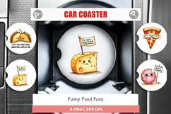 Funny Food Puns Love Bites Car Coaster Product Image 1