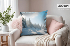 Winter Christmas Wonderland PNG Pillow, Winter Pillow Design Product Image 1