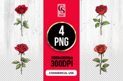 Vintage Red Rose Flower Clipart Sublimation PNG Product Image 1