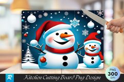 Santa &amp; Snowman Playful Cutting Board PNG Design Product Image 1