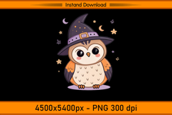 Cute Halloween Owl Witch Hat Sublimation Design PNG Product Image 1