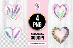 Watercolor Floral Lavender Heart Clipart Sublimation PNG Product Image 1