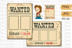 Wanted poster template PNG Printable, Western cowboy poster Product Image 1