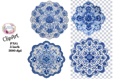 Blue Toile, Ephemera, PNG, Clipart, Junk Journal, flowers Product Image 1