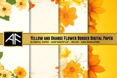 Yellow and Orange Flower Border Digital Paper Product Image 1