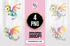 Cute Flying Baby Dragon Clipart Sublimation PNG Product Image 1