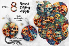 Halloween Skulls | Sublimation round earring design bundle Product Image 1