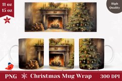Watercolor Christmas Fireplace Mug, Christmas Coffee Cup Product Image 1