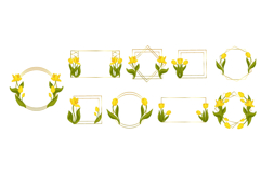 Set of golden frames with yellow tulip flowers. Product Image 1