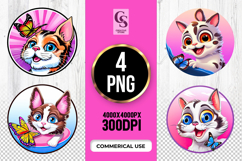 Cute Cat And Butterfly Cartoon Clipart Sublimation Png Product Image 1